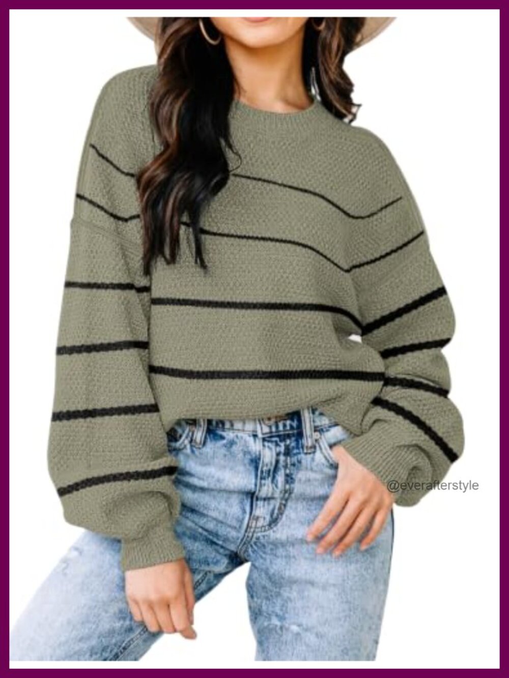 Women's Oversized Pullover Sweater Color Block Knit Top